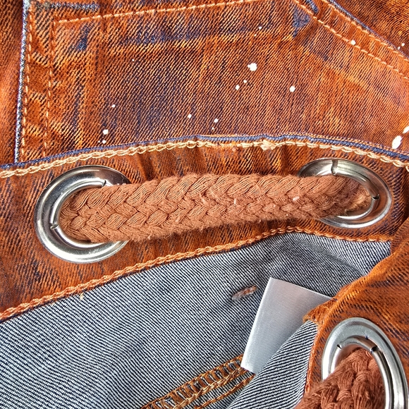 We The Free 🦄 Flocked Moxie Low Slung Barrel Jeans Orange 26 🦄 - Picture 5 of 14